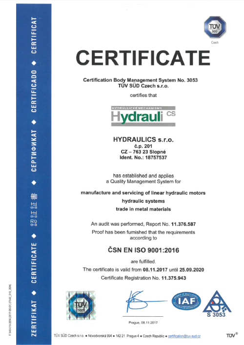 ISO 9001 certificate